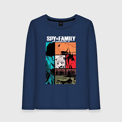 Лонгслив хлопковый женский Семья шпиона из одноименной манги и аниме, цвет: тёмно-синий