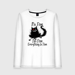 Лонгслив хлопковый женский Im fine everything, цвет: белый