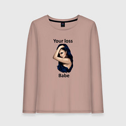 Лонгслив хлопковый женский Красивая девушка надпись, цвет: пыльно-розовый