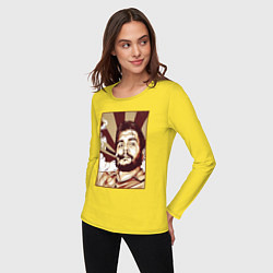Лонгслив хлопковый женский Эрнесто - портрет, цвет: желтый — фото 2