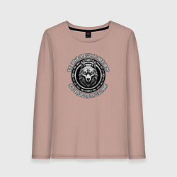 Лонгслив хлопковый женский Морда волка и мем 2, цвет: пыльно-розовый