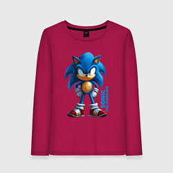 Лонгслив хлопковый женский Sonic - poster style, цвет: маджента