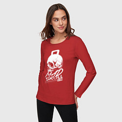 Лонгслив хлопковый женский Mad skull crossfit, цвет: красный — фото 2
