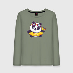 Женский лонгслив Панда на пляже