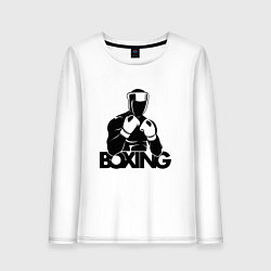Лонгслив хлопковый женский Boxing art, цвет: белый
