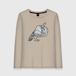 Лонгслив хлопковый женский Bird song, цвет: миндальный