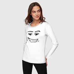 Лонгслив хлопковый женский Роблокс лицо улыбка, цвет: белый — фото 2