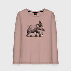 Лонгслив хлопковый женский Слон замерз, цвет: пыльно-розовый