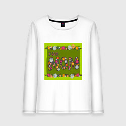 Лонгслив хлопковый женский Цветы и листья: for mom, цвет: белый