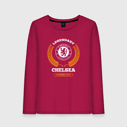 Лонгслив хлопковый женский Лого Chelsea и надпись legendary football club, цвет: маджента