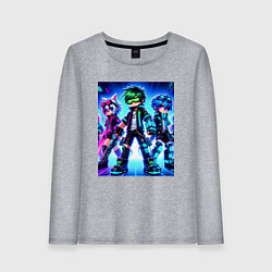 Лонгслив хлопковый женский Детский киберпанк - аниме, цвет: меланж