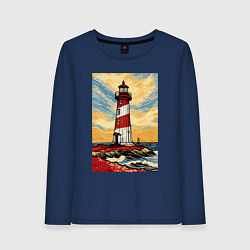 Лонгслив хлопковый женский Маяк Ван Гога, цвет: тёмно-синий