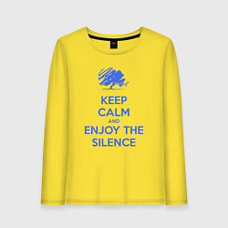 Лонгслив хлопковый женский Keep calm and enjoy the silence, цвет: желтый