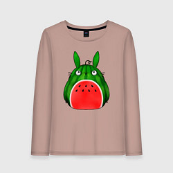 Лонгслив хлопковый женский Тоторо арбузик, цвет: пыльно-розовый