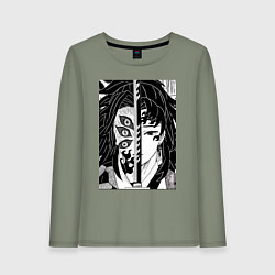 Лонгслив хлопковый женский Клинок рассекающий демонов Ериичи Цугикуни Кокушиб, цвет: авокадо