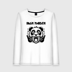 Лонгслив хлопковый женский Iron Maiden - rock panda, цвет: белый