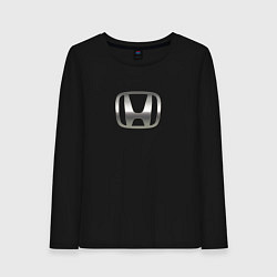 Лонгслив хлопковый женский Honda logo auto grey, цвет: черный