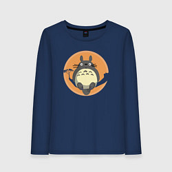 Лонгслив хлопковый женский Totoro on the tree, цвет: тёмно-синий
