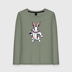 Лонгслив хлопковый женский Как бы заяц, цвет: авокадо