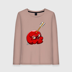 Лонгслив хлопковый женский Стрела в черепе, цвет: пыльно-розовый