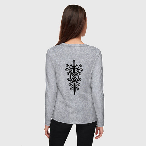 Женский лонгслив Русич в солярном круге силы - слава предкам / Меланж – фото 4
