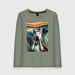 Лонгслив хлопковый женский Булли в картине крик - нейросеть, цвет: авокадо