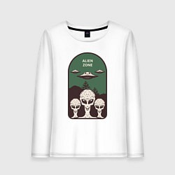 Лонгслив хлопковый женский Пришельцы - alien zone, цвет: белый