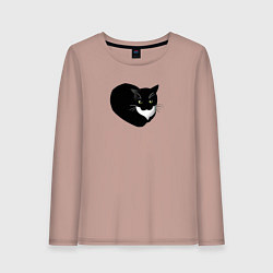 Лонгслив хлопковый женский Кот Максвел, цвет: пыльно-розовый