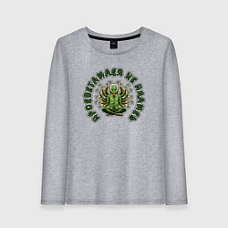 Лонгслив хлопковый женский Пришелец-просветлился не пались, цвет: меланж