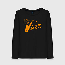 Лонгслив хлопковый женский Jazz sax, цвет: черный