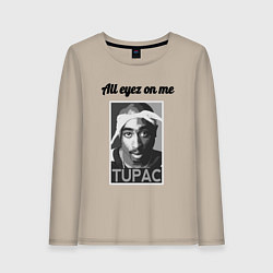 Лонгслив хлопковый женский 2pac Art All eayz on me, цвет: миндальный