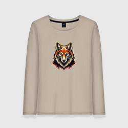 Лонгслив хлопковый женский Логотип благородного лиса, цвет: миндальный