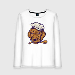 Лонгслив хлопковый женский Chef dog, цвет: белый
