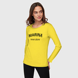 Лонгслив хлопковый женский Marina never alone - motto, цвет: желтый — фото 2