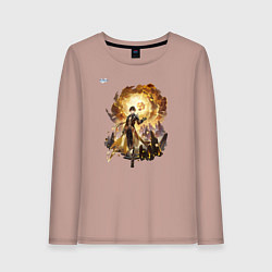 Лонгслив хлопковый женский Чжун Ли из Геншин Импакт, цвет: пыльно-розовый