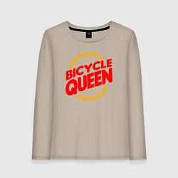 Лонгслив хлопковый женский Велосипедная королева, цвет: миндальный