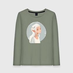 Лонгслив хлопковый женский Эльфийка Задумчивая, цвет: авокадо