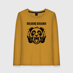 Лонгслив хлопковый женский Breaking Benjamin - rock panda, цвет: горчичный