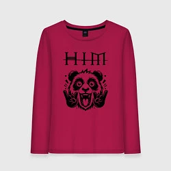Лонгслив хлопковый женский HIM - rock panda, цвет: маджента