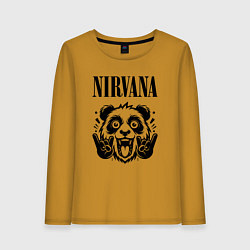 Лонгслив хлопковый женский Nirvana - rock panda, цвет: горчичный