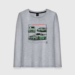 Лонгслив хлопковый женский Ниссан скайлайн, цвет: меланж