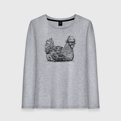 Лонгслив хлопковый женский Новогодняя курица, цвет: меланж