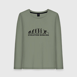Лонгслив хлопковый женский Эволюция боулинга, цвет: авокадо
