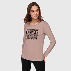 Лонгслив хлопковый женский I am an engineer, цвет: пыльно-розовый — фото 2