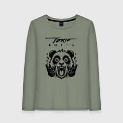 Лонгслив хлопковый женский Tokio Hotel - rock panda, цвет: авокадо