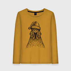 Женский лонгслив Петух в новогодней шапке