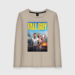 Лонгслив хлопковый женский Ryan Gosling and Emily Blunt the fall guy, цвет: миндальный