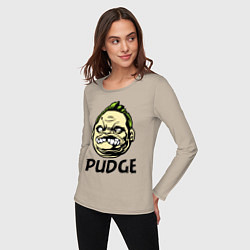 Лонгслив хлопковый женский Pudge Face, цвет: миндальный — фото 2