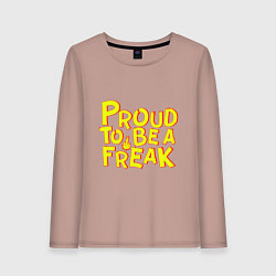 Лонгслив хлопковый женский Proud to be a freak, цвет: пыльно-розовый