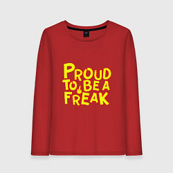 Лонгслив хлопковый женский Proud to be a freak, цвет: красный